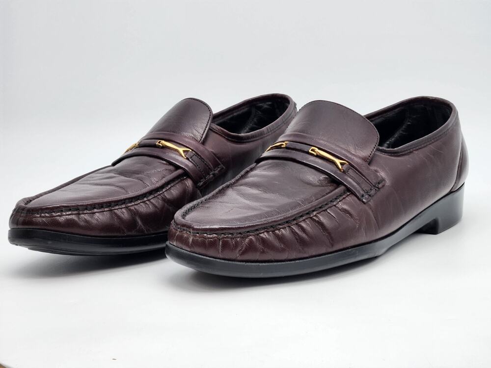 Florsheim FLS Brown Leather Slip On Gold Horse Bit Loafers Old Money Size 9